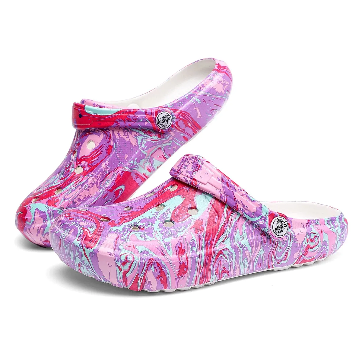 Women's Colorful Cartoon Garden Clog Shoes, Platform Soft Sole Two-way Wear Beach Mules, Pool & Garden Slides, Beach Sandals