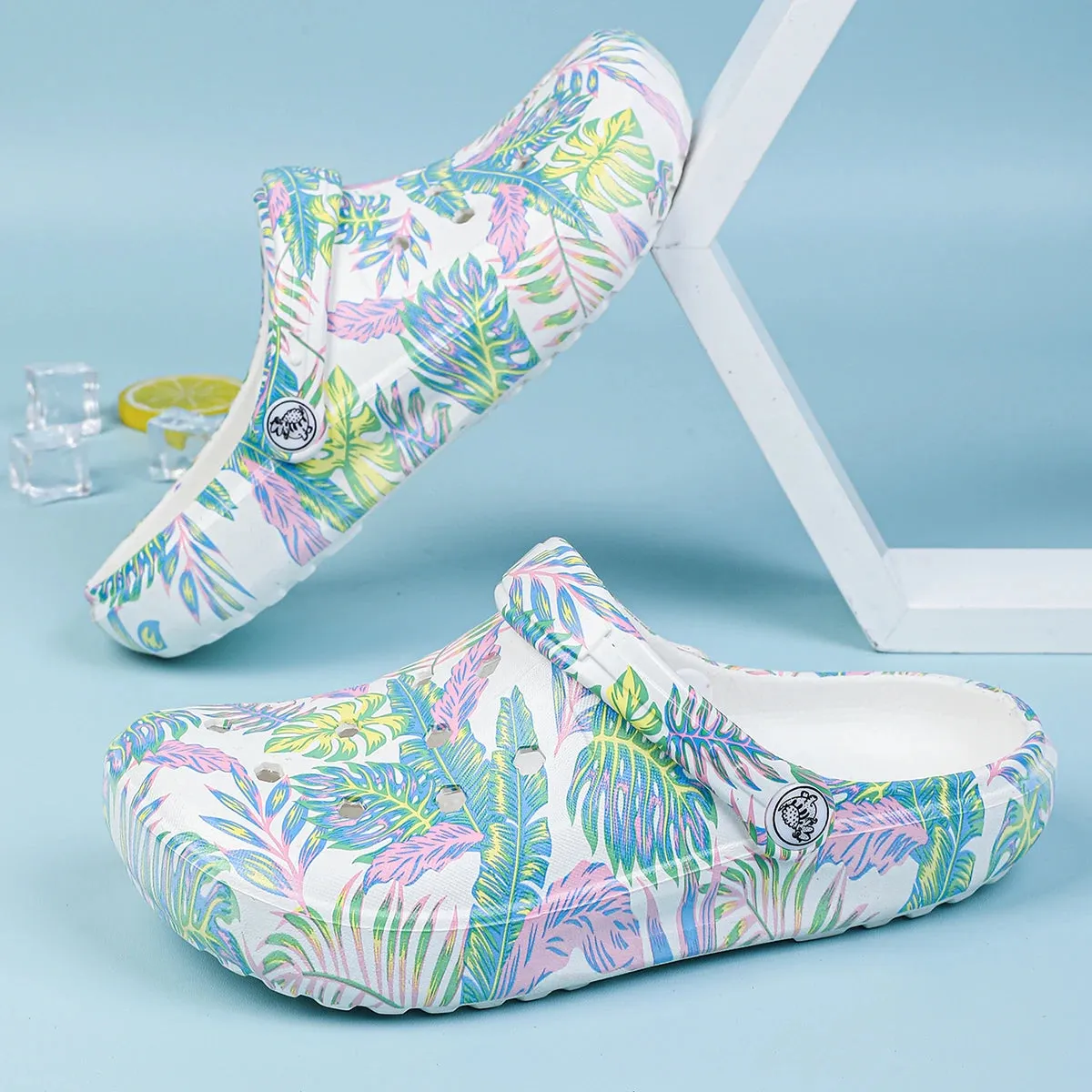 Women's Colorful Cartoon Garden Clog Shoes, Platform Soft Sole Two-way Wear Beach Mules, Pool & Garden Slides, Beach Sandals
