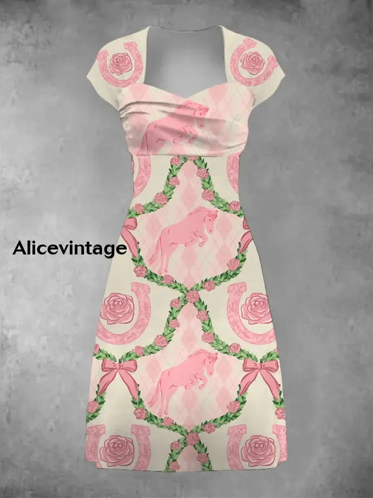 Women's Derby Style Floral Art Printed Dress