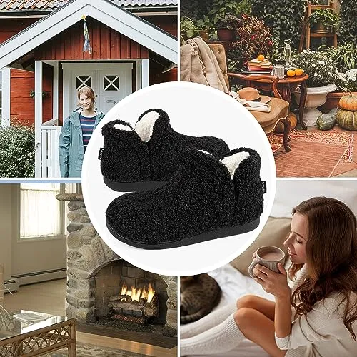 Women's Fuzzy Bootie Slippers with Memory Foam