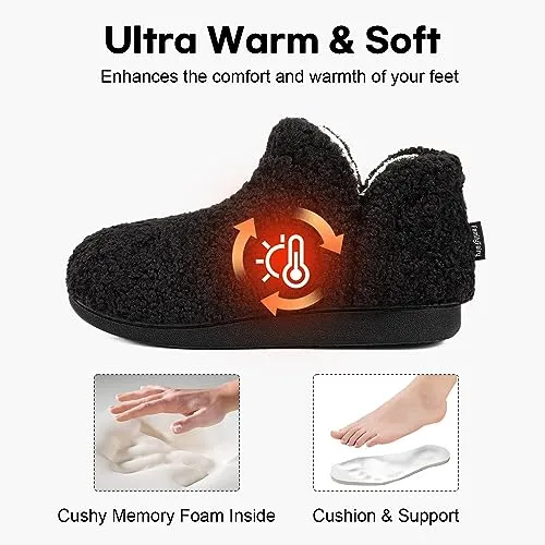 Women's Fuzzy Bootie Slippers with Memory Foam