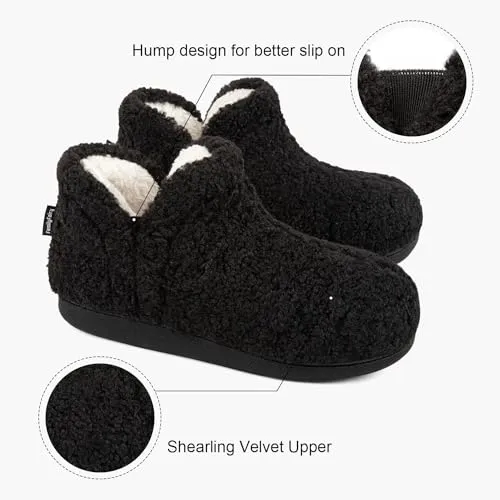 Women's Fuzzy Bootie Slippers with Memory Foam
