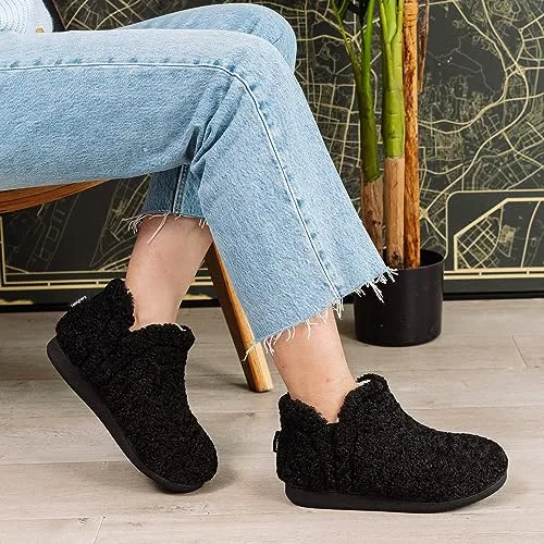 Women's Fuzzy Bootie Slippers with Memory Foam