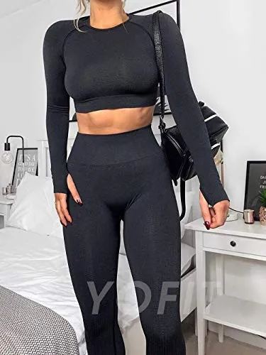 Women's Seamless Yoga Leggings and Shirt Set