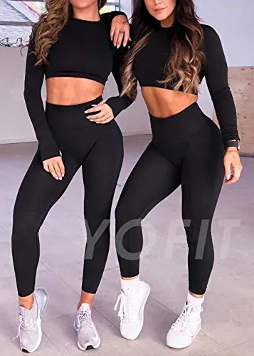 Women's Seamless Yoga Leggings and Shirt Set