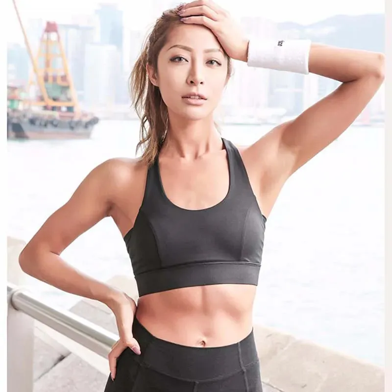 Women's White Strap Push-Up Sports Bra - Gym Running Yoga Top Bra, Athletic Vest Hollow Out Sportswear Underwear