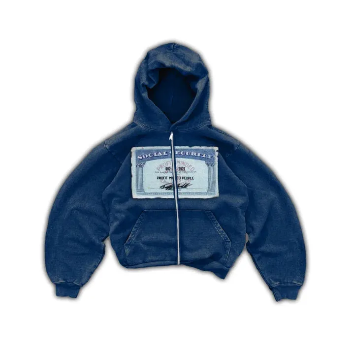 Y2K "Social Security" Street Zip up Hoodies