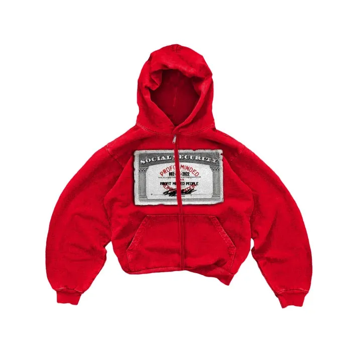 Y2K "Social Security" Street Zip up Hoodies