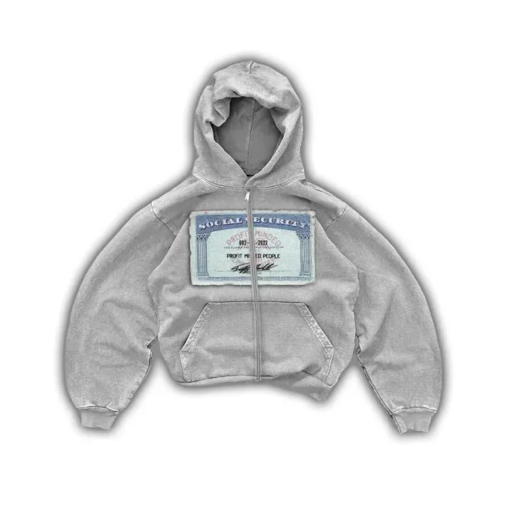 Y2K "Social Security" Street Zip up Hoodies