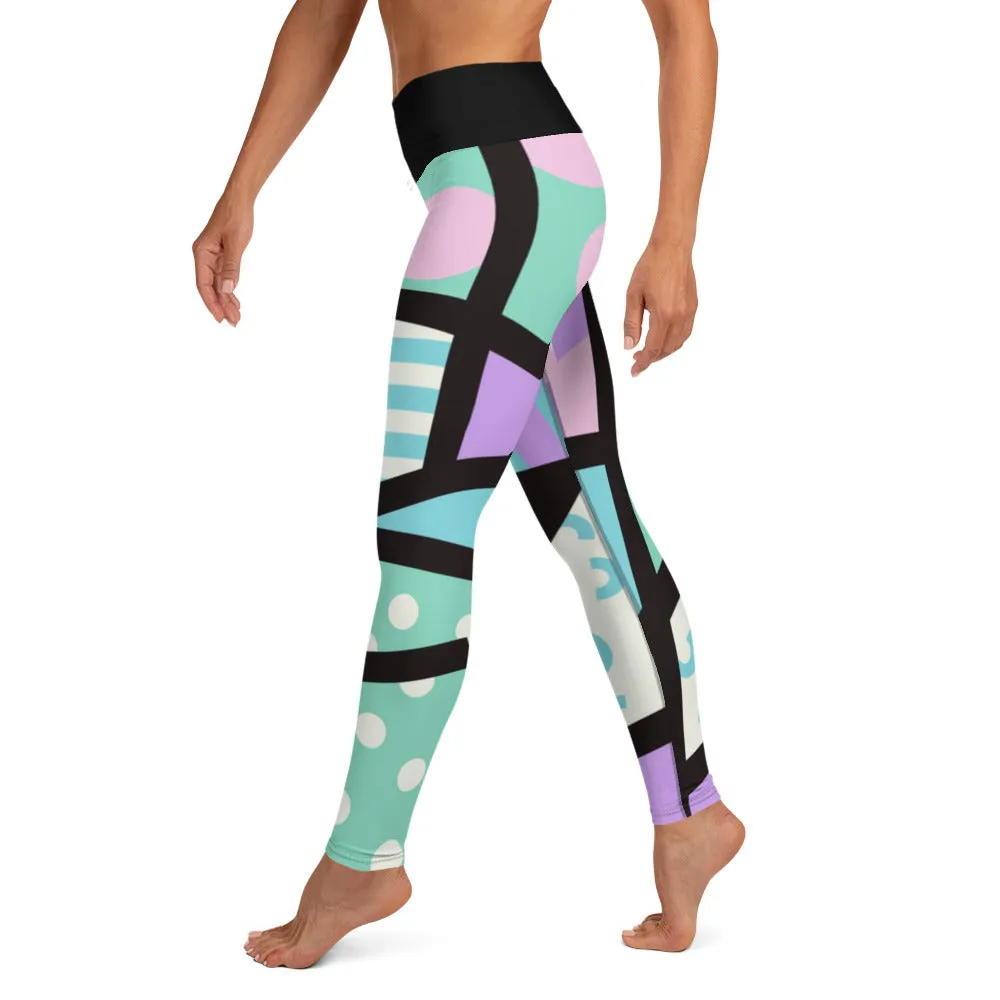 Yoga Leggings, Memphis Harajuku Pastel