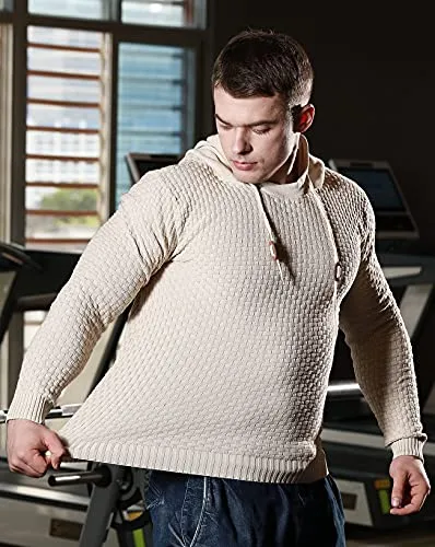 Zaitun Men's Knitted Hoodie in Khaki